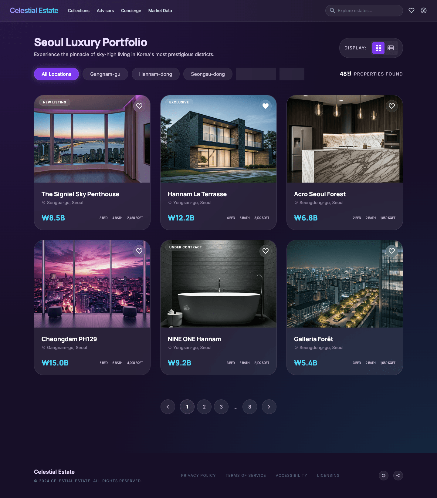 glassmorphism - 매물 그리드